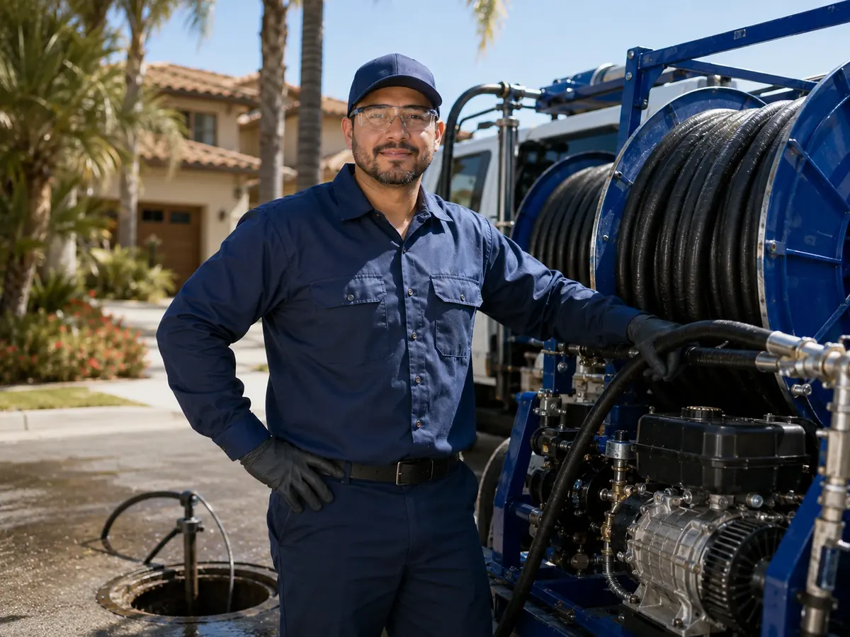 Hydro jet sewer cleaning in Reseda