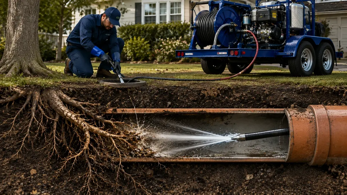 Tree Root Removal with Hydro Jetting in Reseda